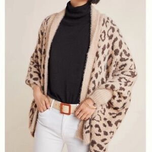 Anthropologie Leopard Print cardigan by Akemi & Kin, open front, style “Louise”